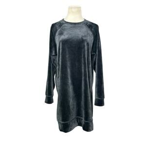 DKNY black velvet long sleeves mini t shirt dress size XS